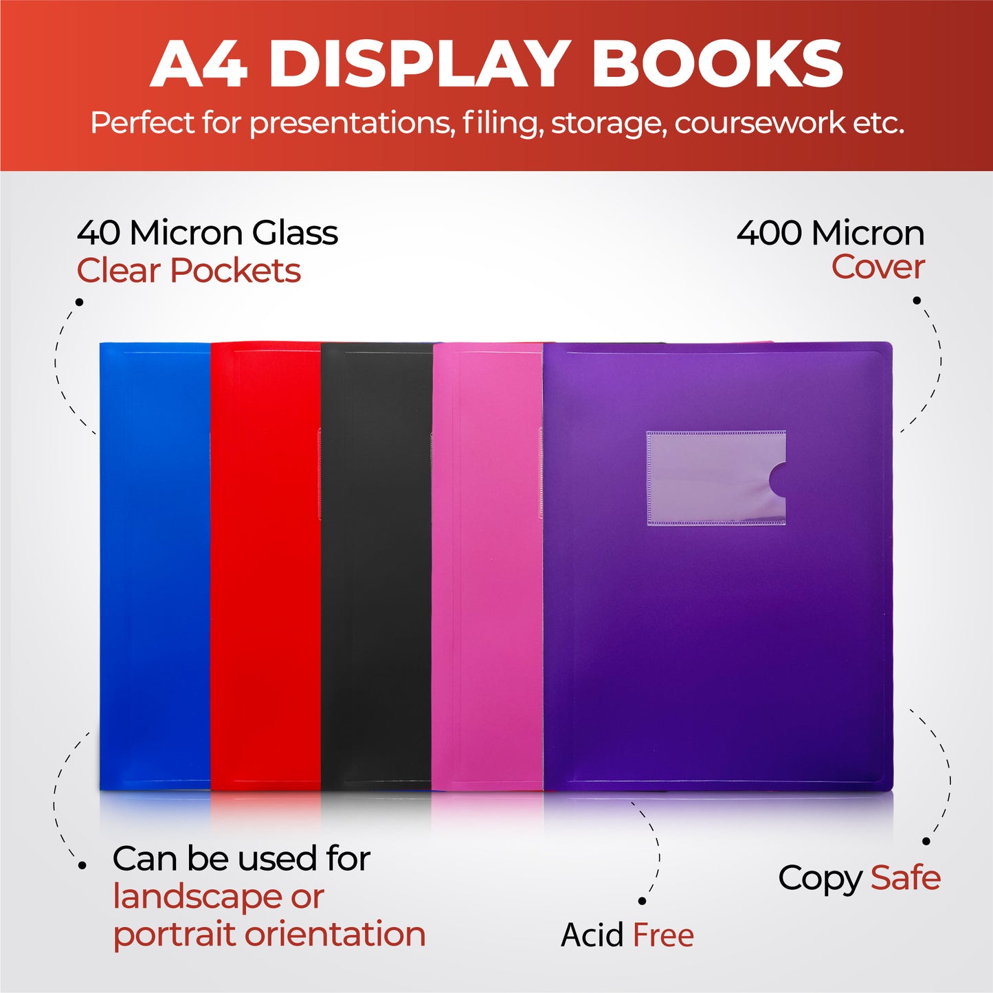 A4 Blue Flexible Cover 100 Pocket Display Book