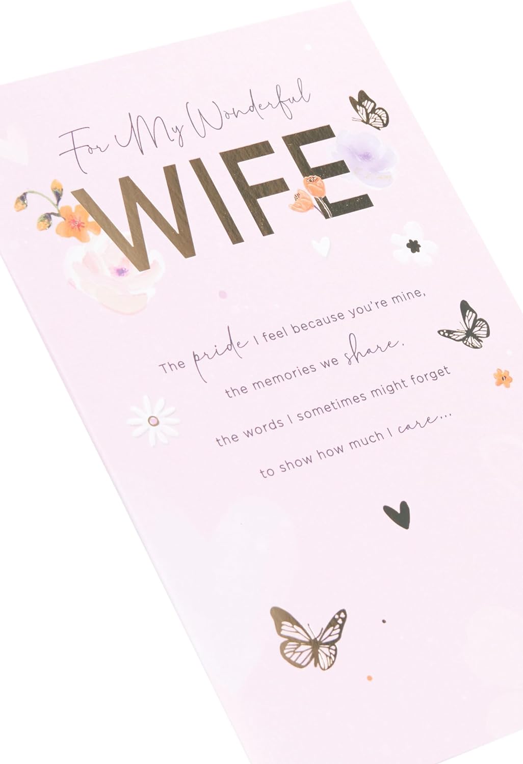 Pink & Gold Design Wife Birthday Card