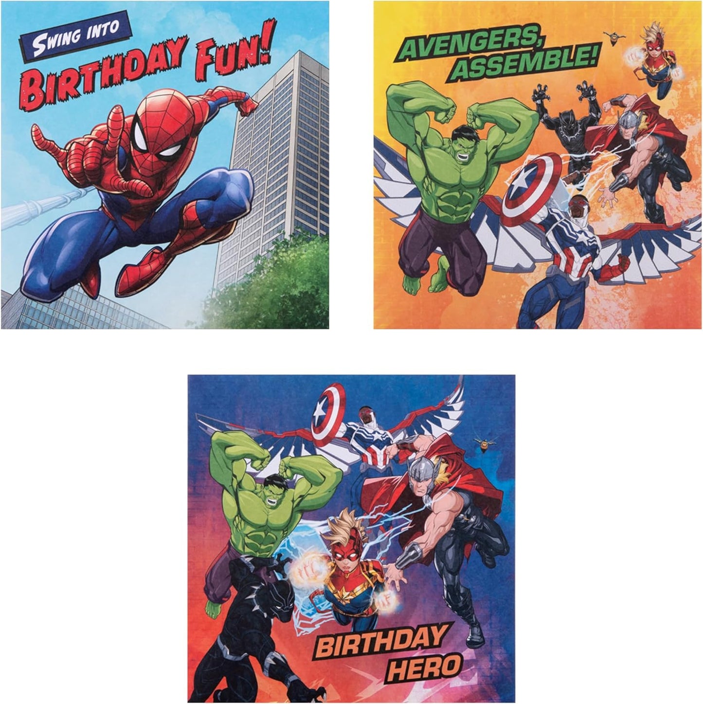 Marvel Comics Pack of 10 in 5 Designs Birthday Cards