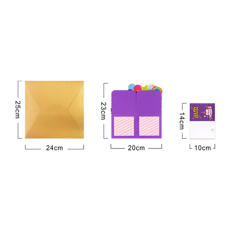 Rainbow Wishes 3D Pop Up Birthday Box Card - Fireworks Cake Balloons Surprise Gift Box