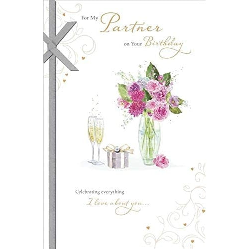 For My Partner Flower Port Design Birthday Card 