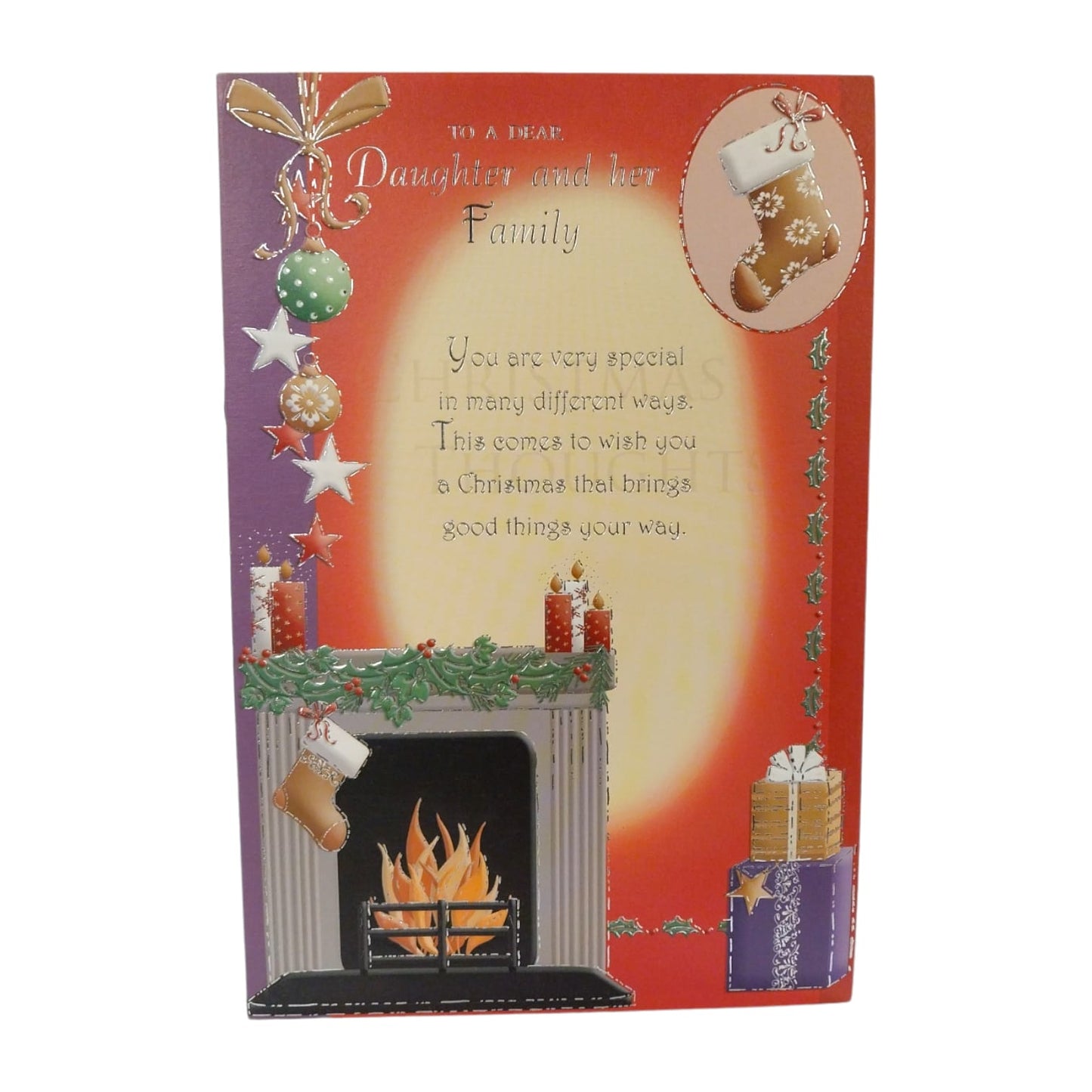 To a Dear Daughter and Her Family Happy Christmas Card