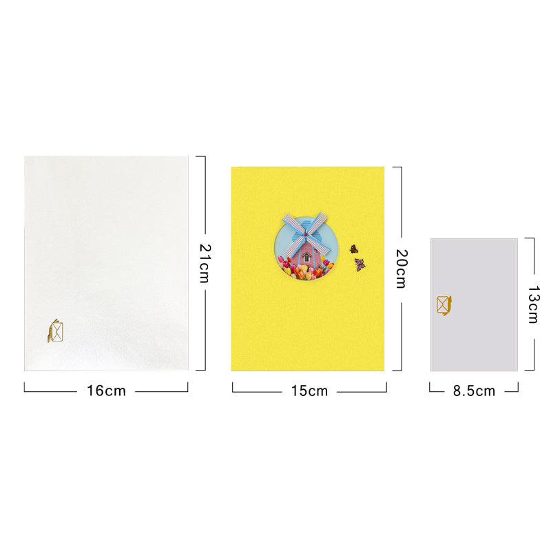 Rustic Charm Floral Windmill 3D Pop Up Greeting Card