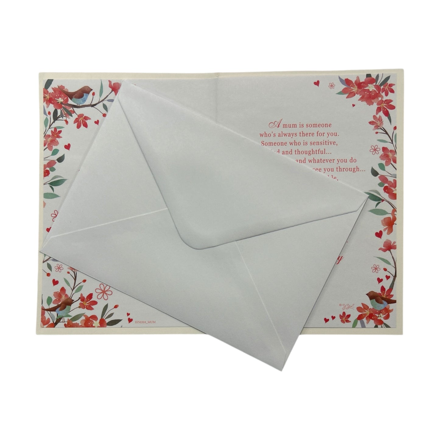 For Mum Lovely Verse Birds on Tree Design Birthday Card