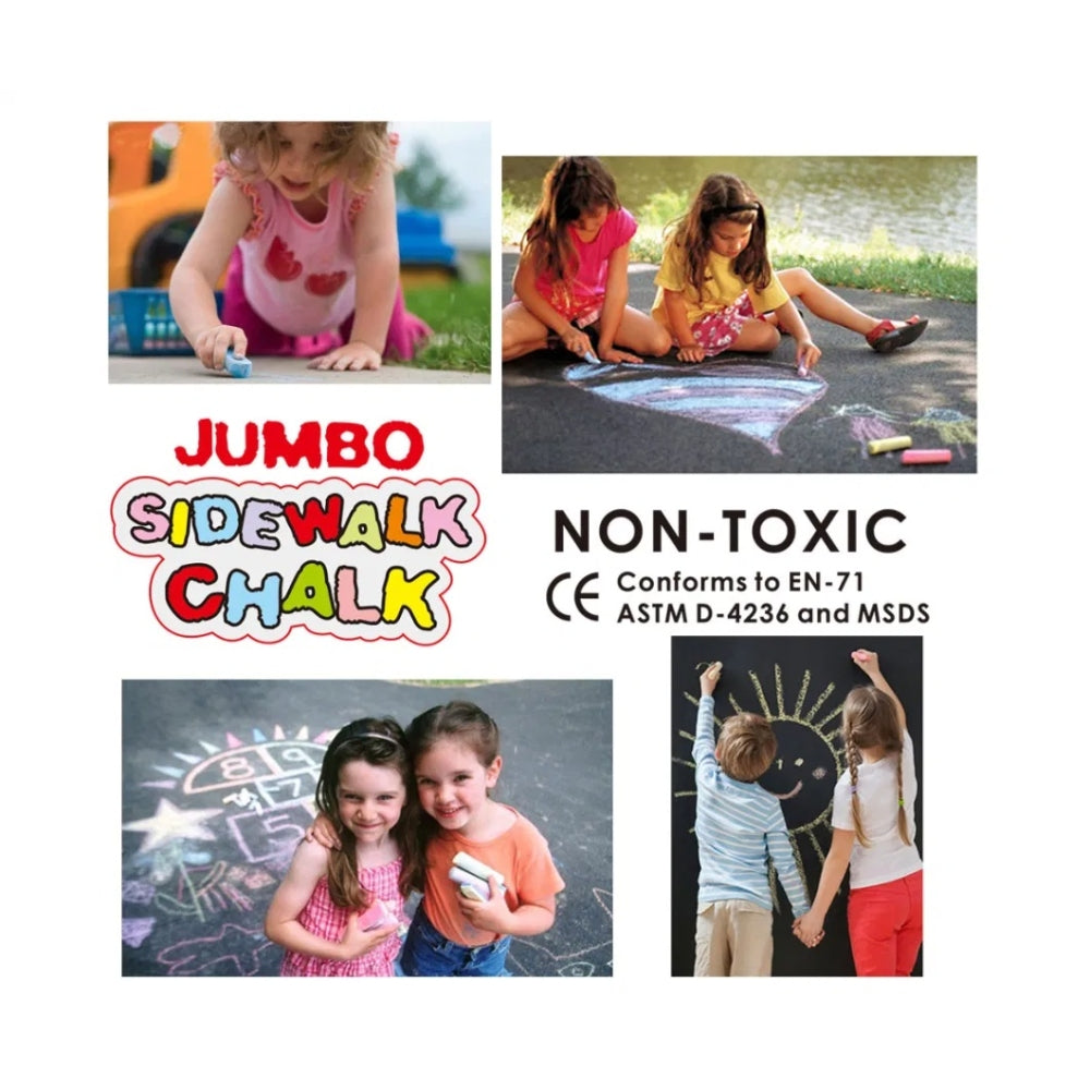 6x Pack of 6 Assorted Colour Jumbo Sidewalk Chalk