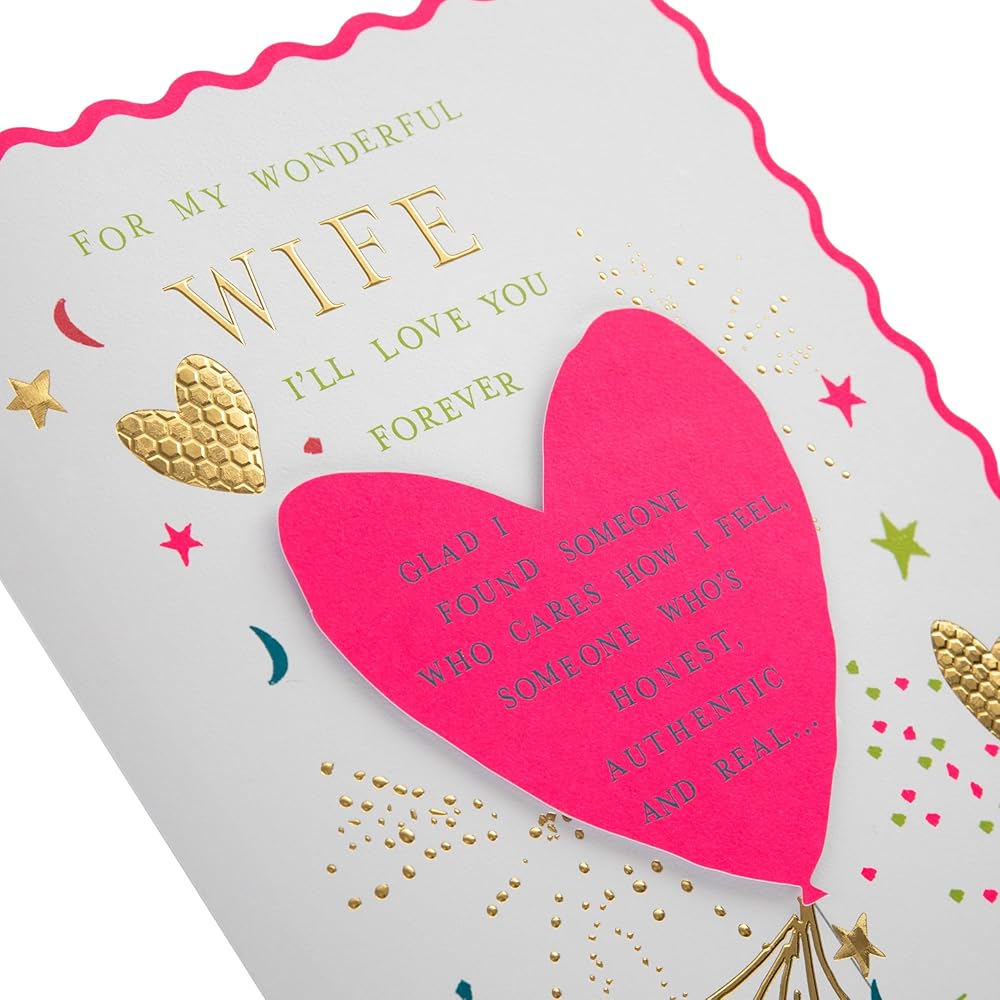Traditional Graphic Heart Luxury Boxed Wife Birthday Anniversary Card