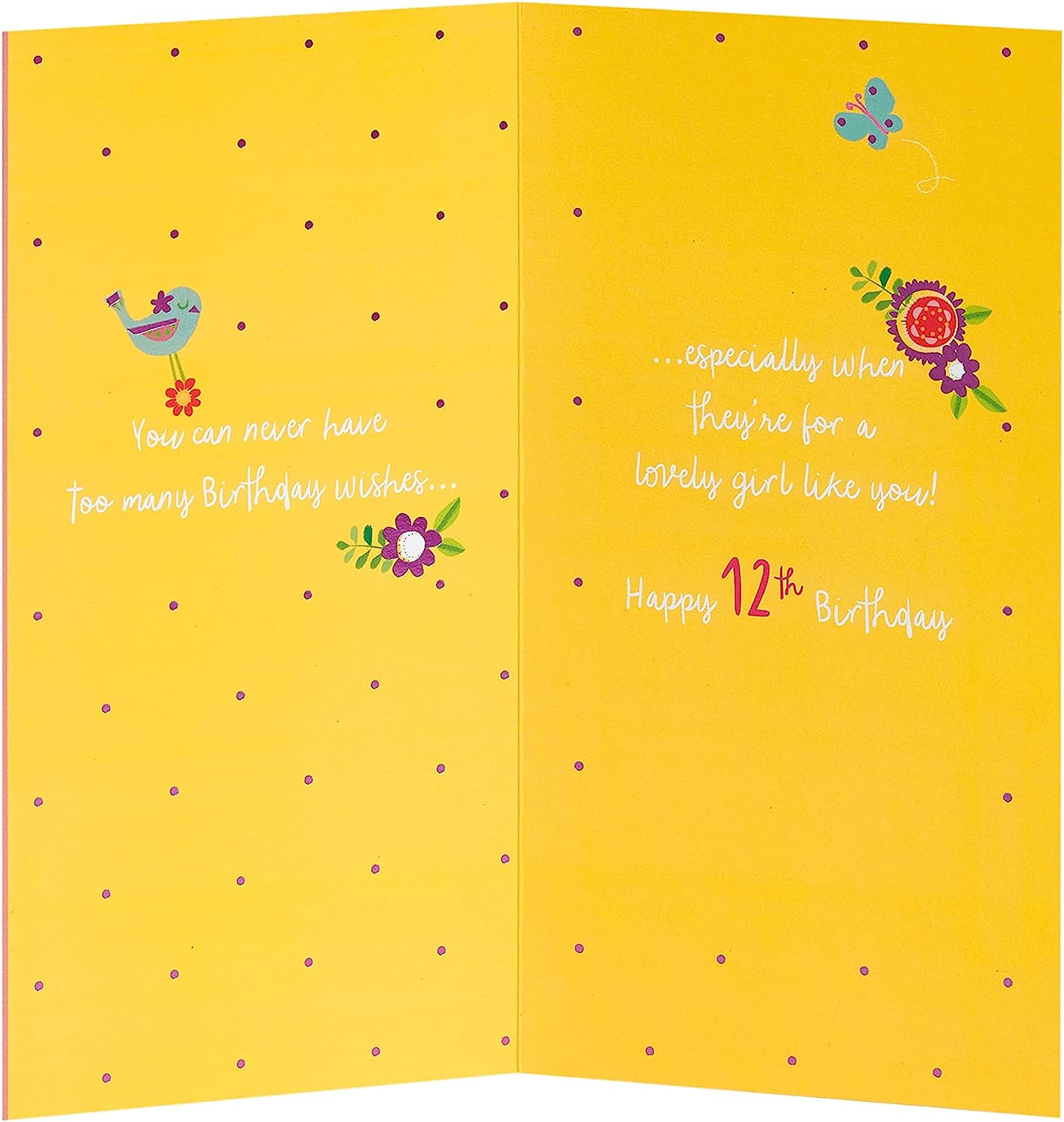 Pretty Flower Design 12th Birthday Card