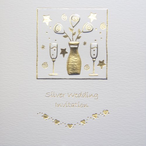 Silver Wedding Anniversary Invitations - Pack of 5