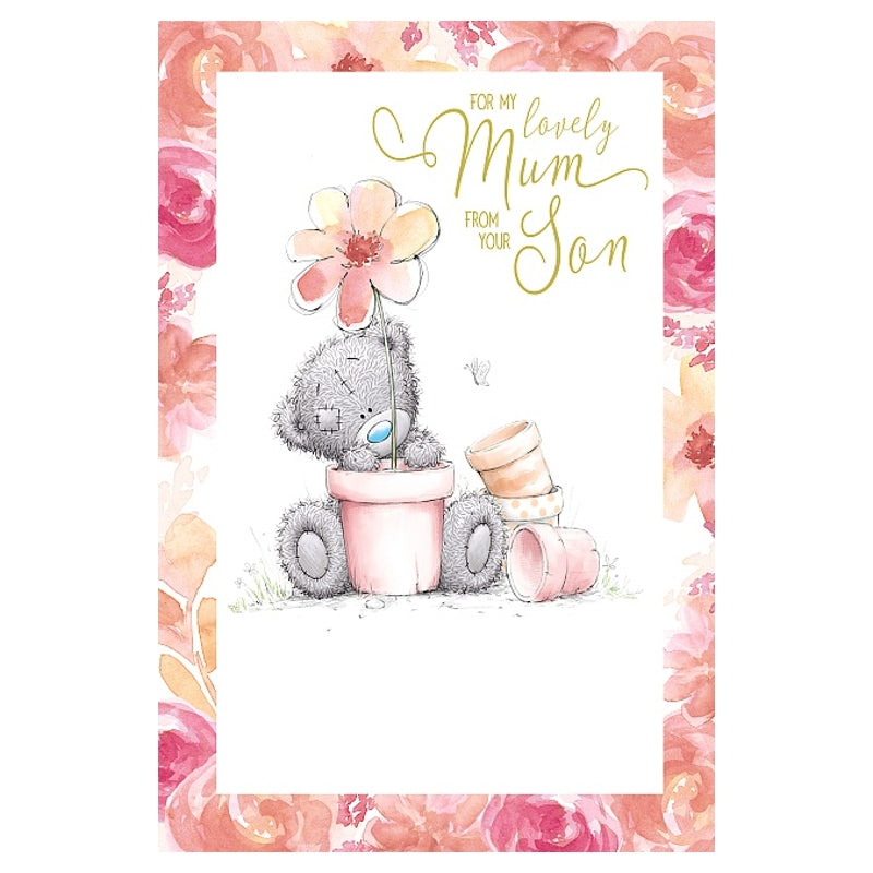 Lovely Mum From Son Tatty Teddy With Flower Pot Mother's Day Card