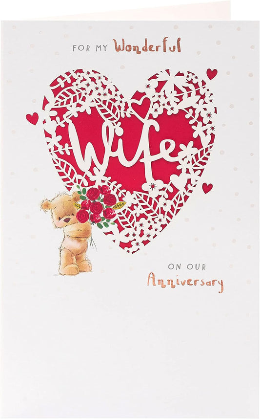 Laser Cut Design From Nutmeg For Wonderful Wife Wedding Anniversary Card Large