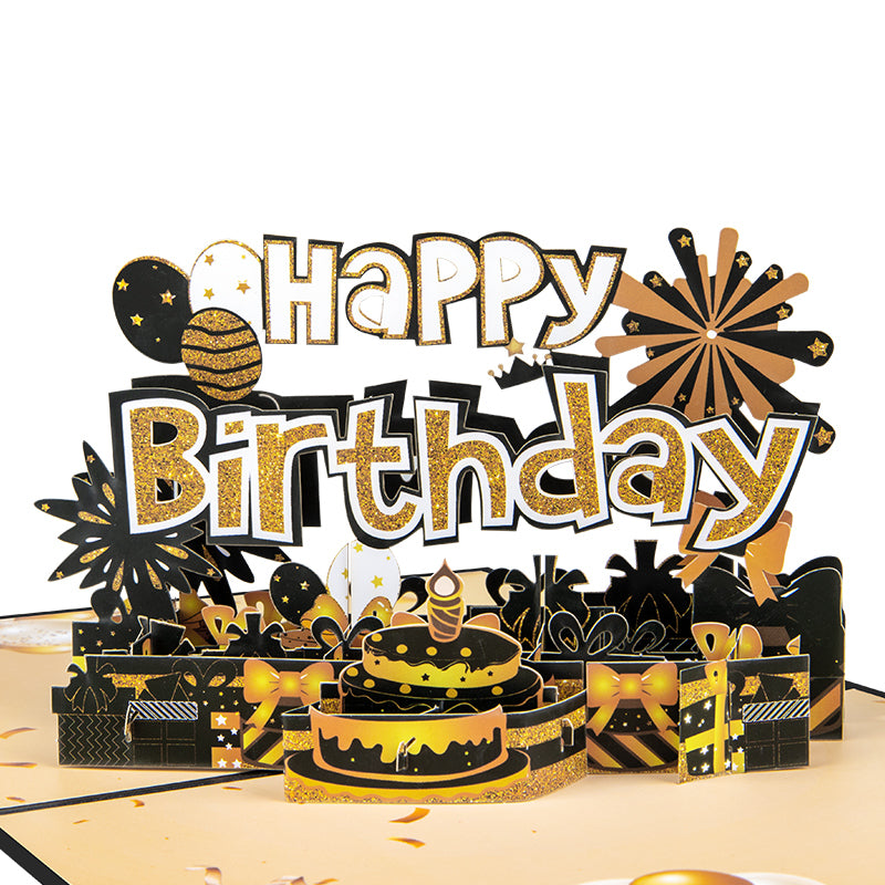 Golden Wishes 3D Pop Up Birthday Card