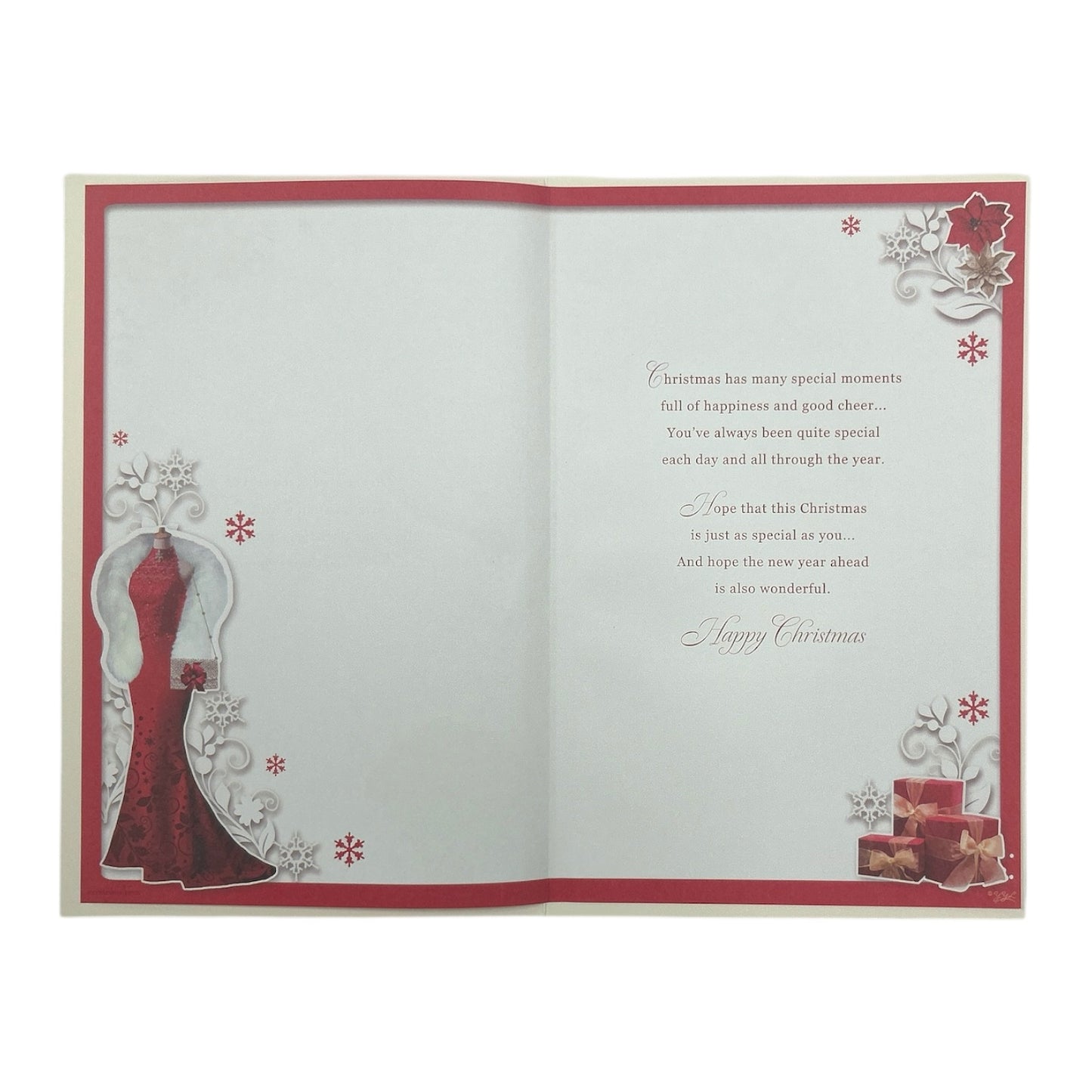 Pretty Dress Design Female Open Christmas Card