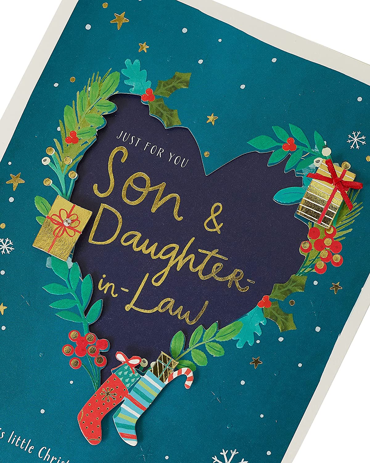 Son and Daughter-In-Law Foliage Heart Christmas Card