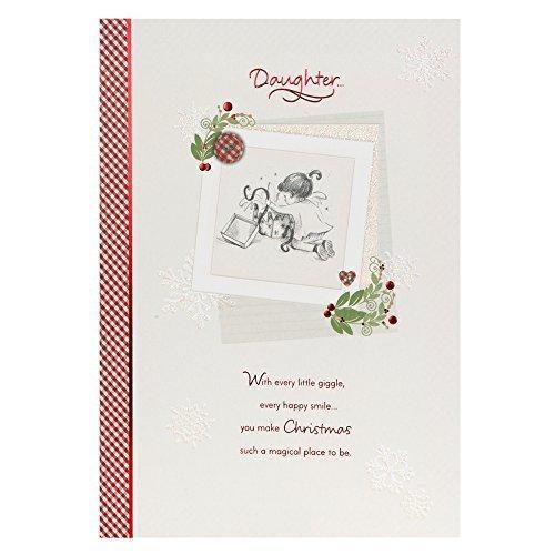 Christmas Wish for Daughter Cute Glitter Card Gold