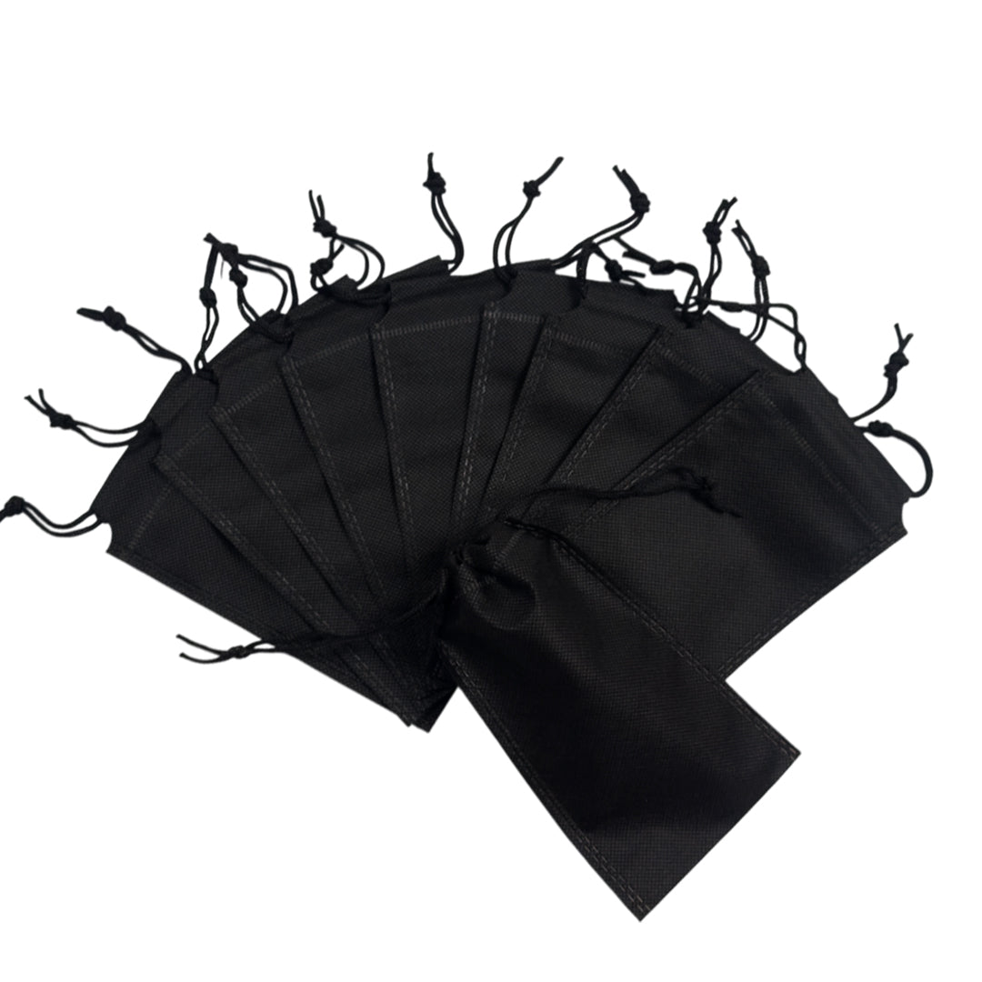 Pack of 100 Black Coloured 48x39cm Non-Woven Drawstring Bags