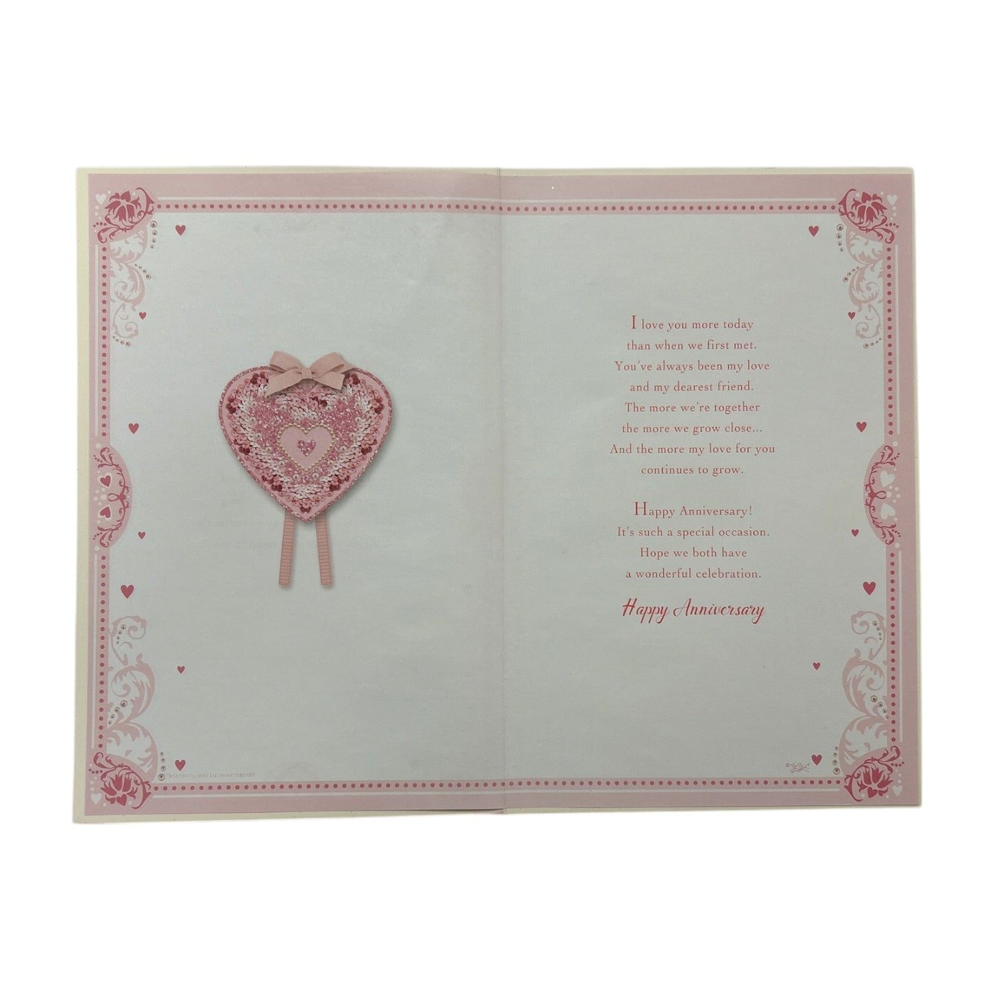 With Love On Our Silver Anniversary Pink Heart Design Card
