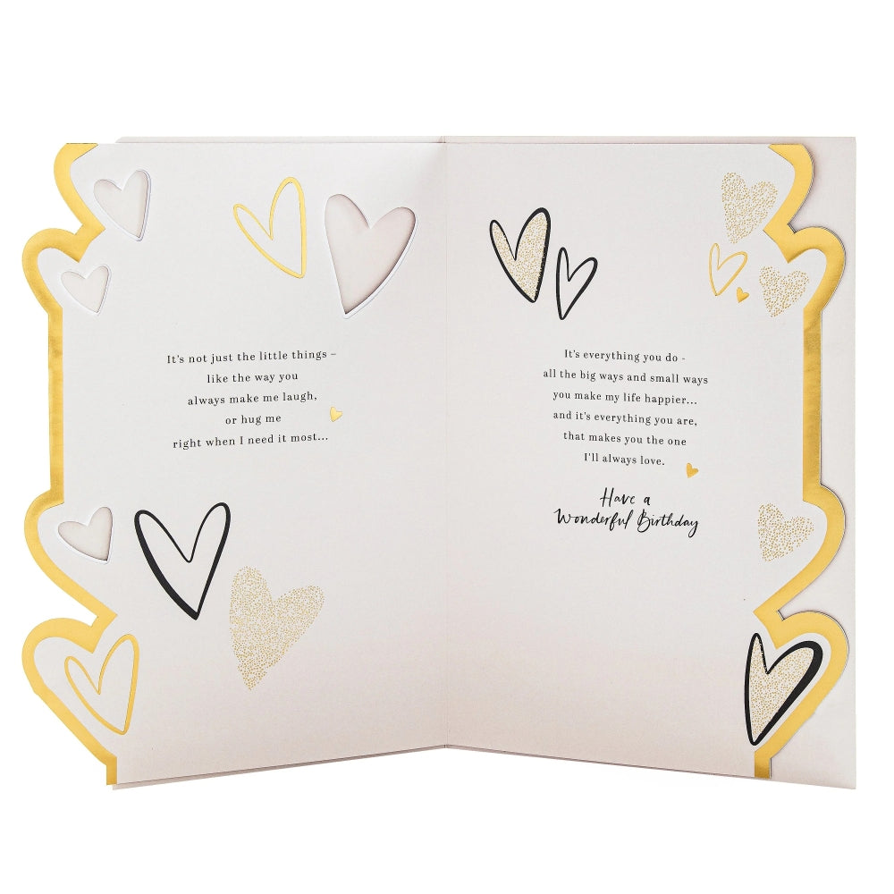 Gold Foil Hearts Design & Heartfelt Verse Foe One I Love Birthday Card