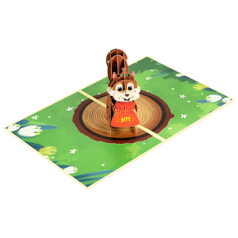 Charming Squirrel Nutty Celebration 3D Pop Up Greeting Card