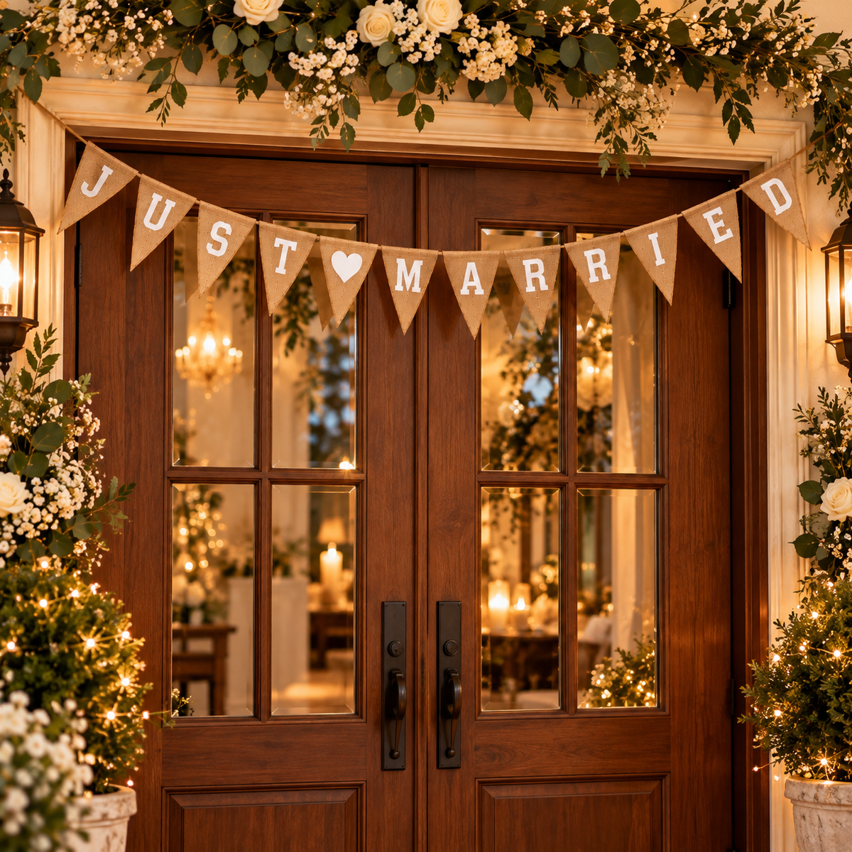 Just Married Hessian Bunting
