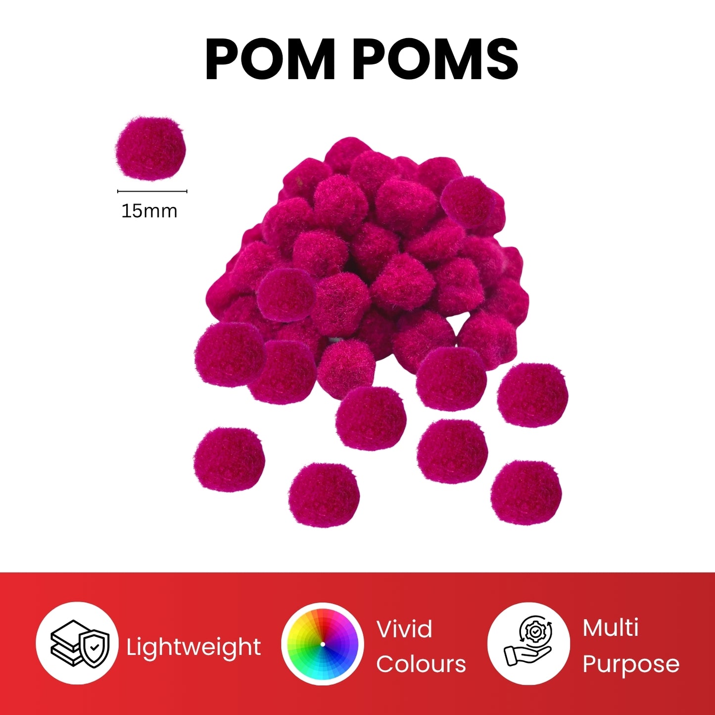 Pack of 250 Purple Pom Poms 1.5cm – Soft Fluffy Craft Balls
