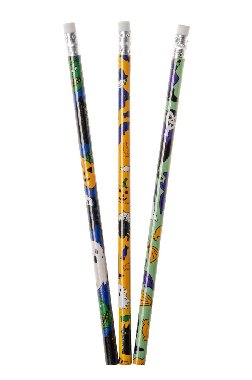 Pack of 12 Halloween Pencils with Eraser