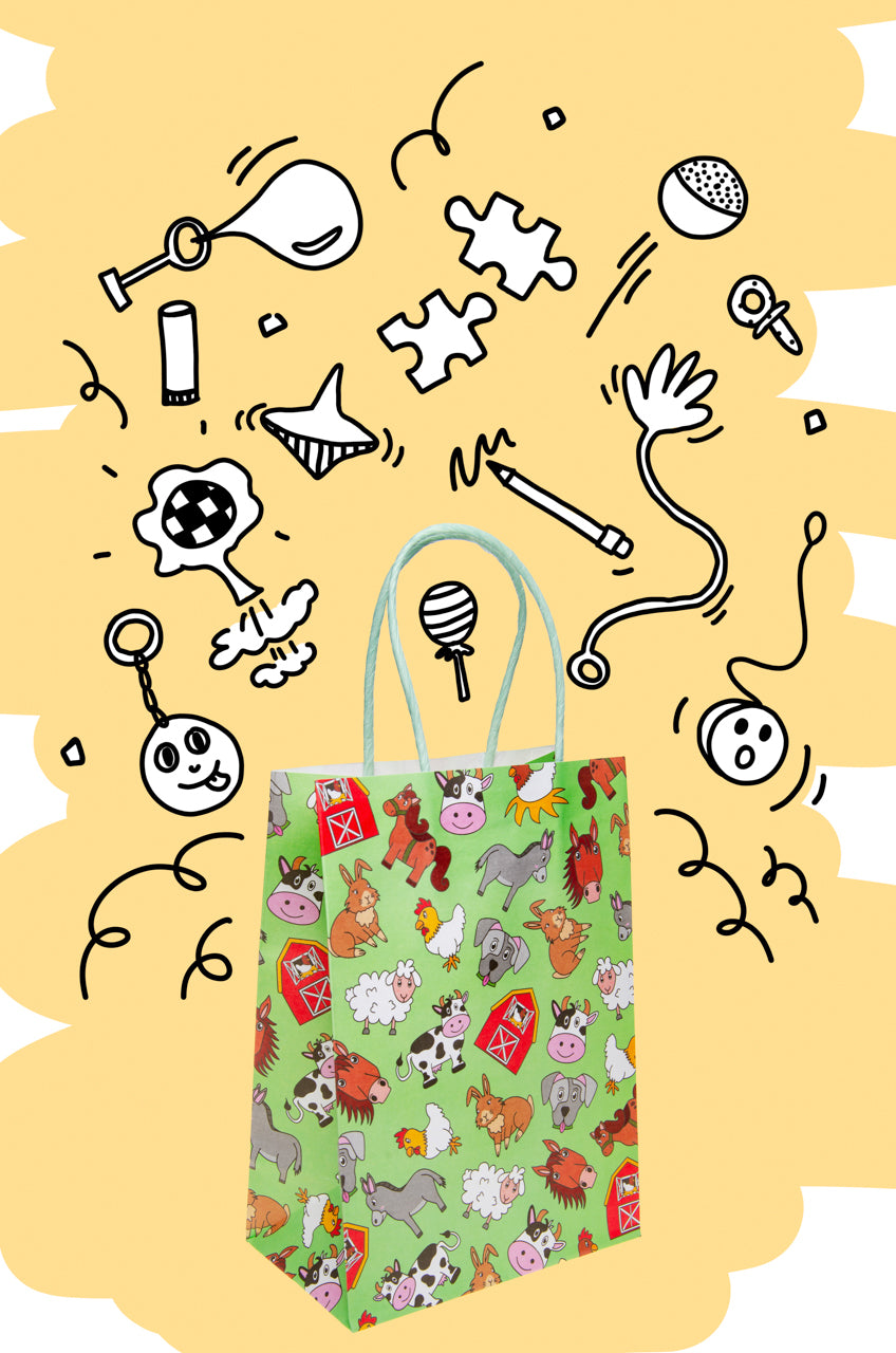 Pack of 12 Farm Animals Paper Gift Bags