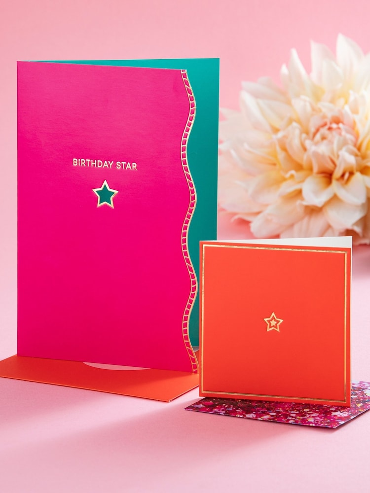 Red Premium 'Birthday Star' Card Vivid Aura