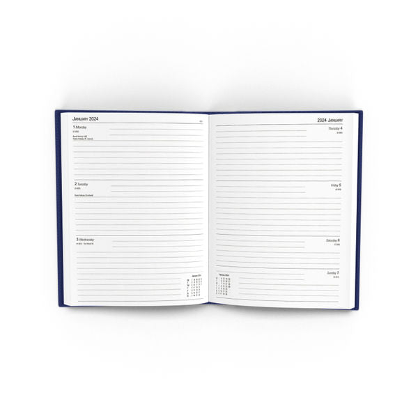 Janrax 2024 A5 Week To View Blue Desk Diary kfa53bu24
