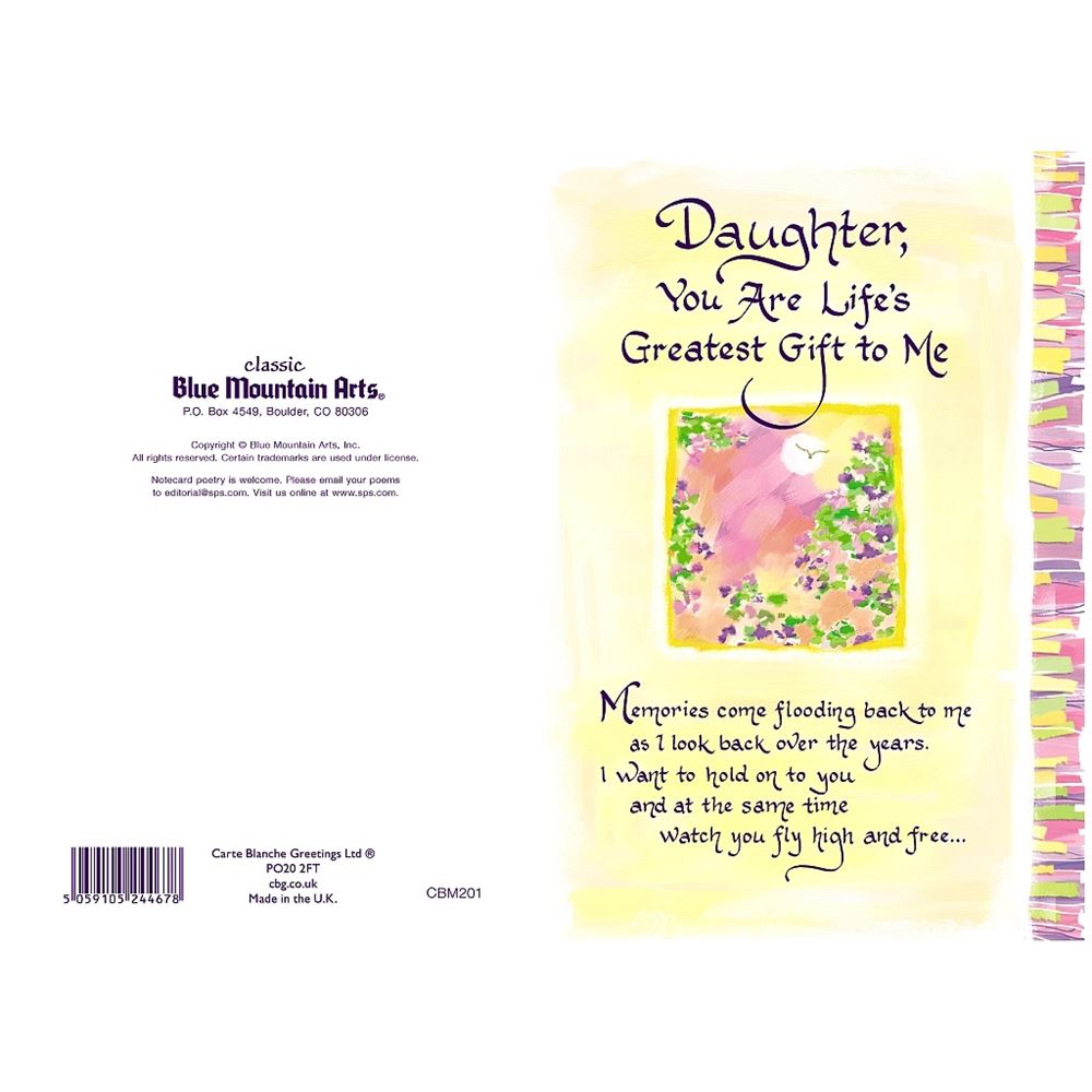 Daughter You Are Lifes Greatest Gift Sentimental Verses Keepsake Greeting Card