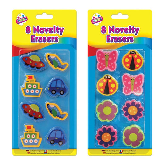 Pack of 8 Assorted Novelty Erasers