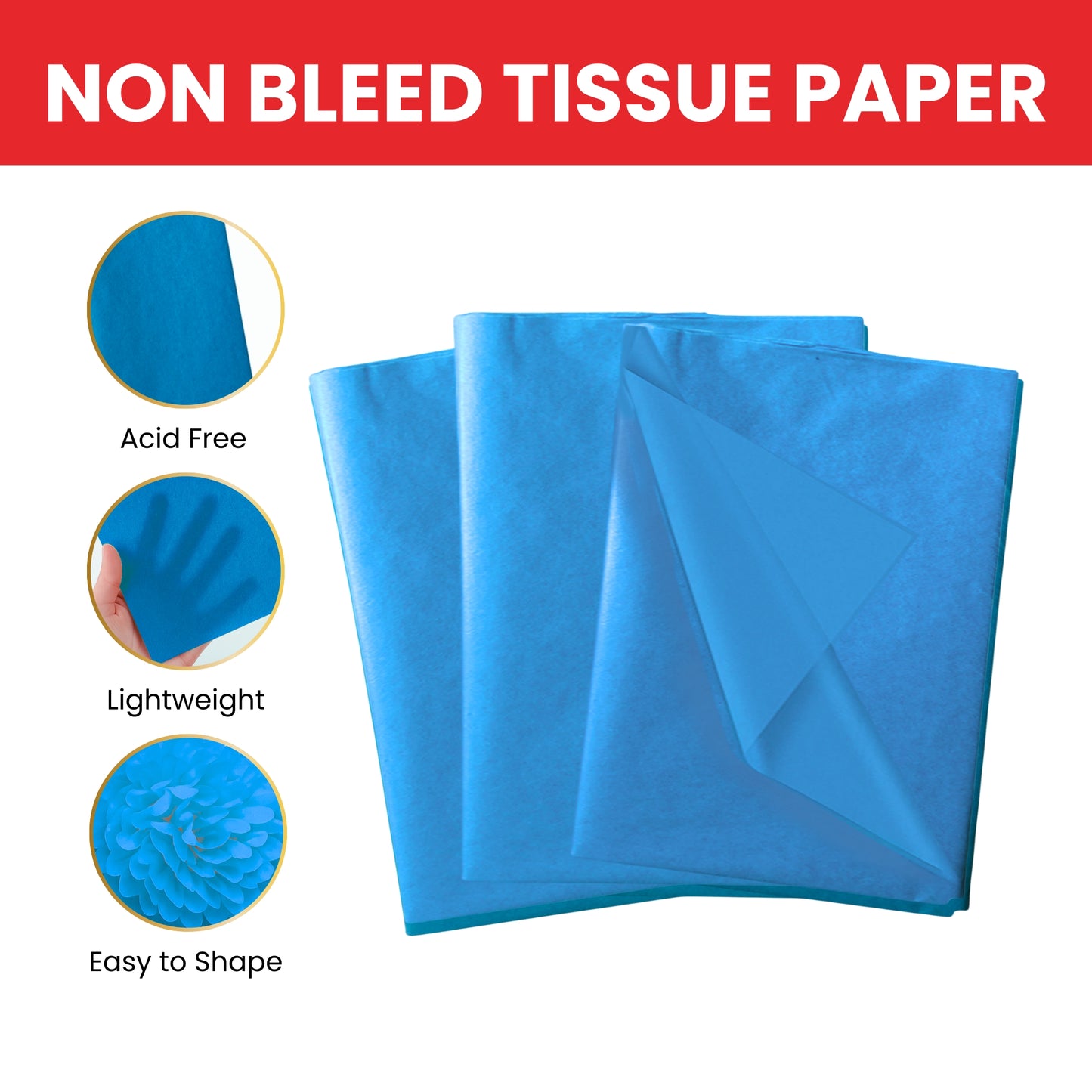 Pack of 1440 Blue Acid Free 50 x 70cm Tissue Paper Sheets