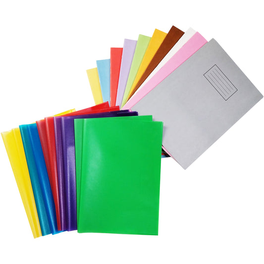 Pack of 10 A4 Assorted Coloured Exercise Books with Coloured Book Covers