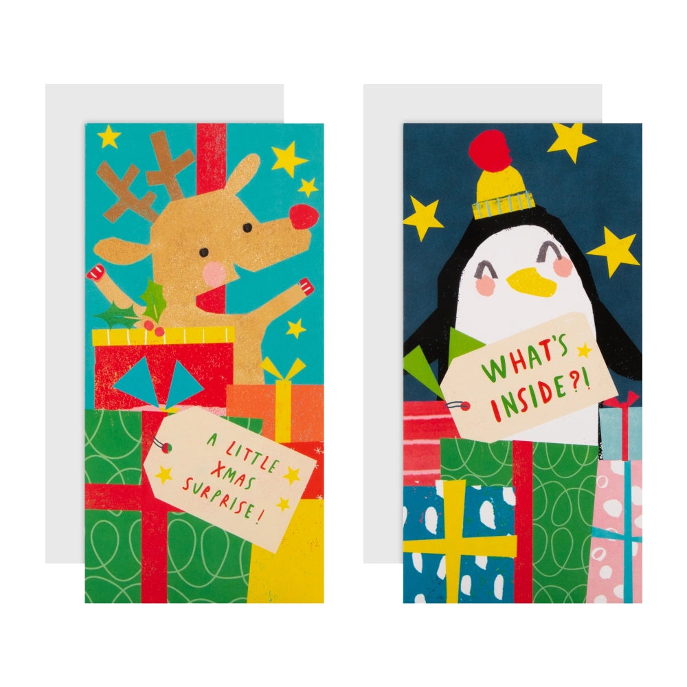 Fun Kids' in 2 Designs Pack of 4 Christmas Money Wallet Cards