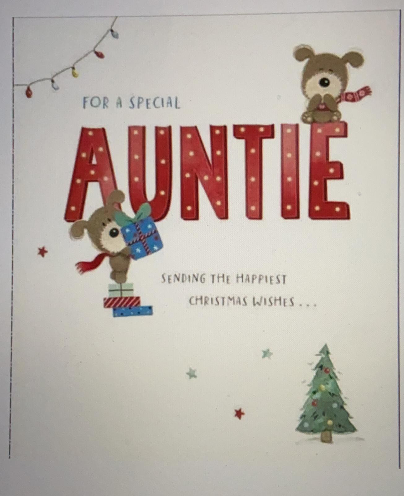 Special Auntie Lots of Woof Sending The Happiest Wishes Christmas Card 
