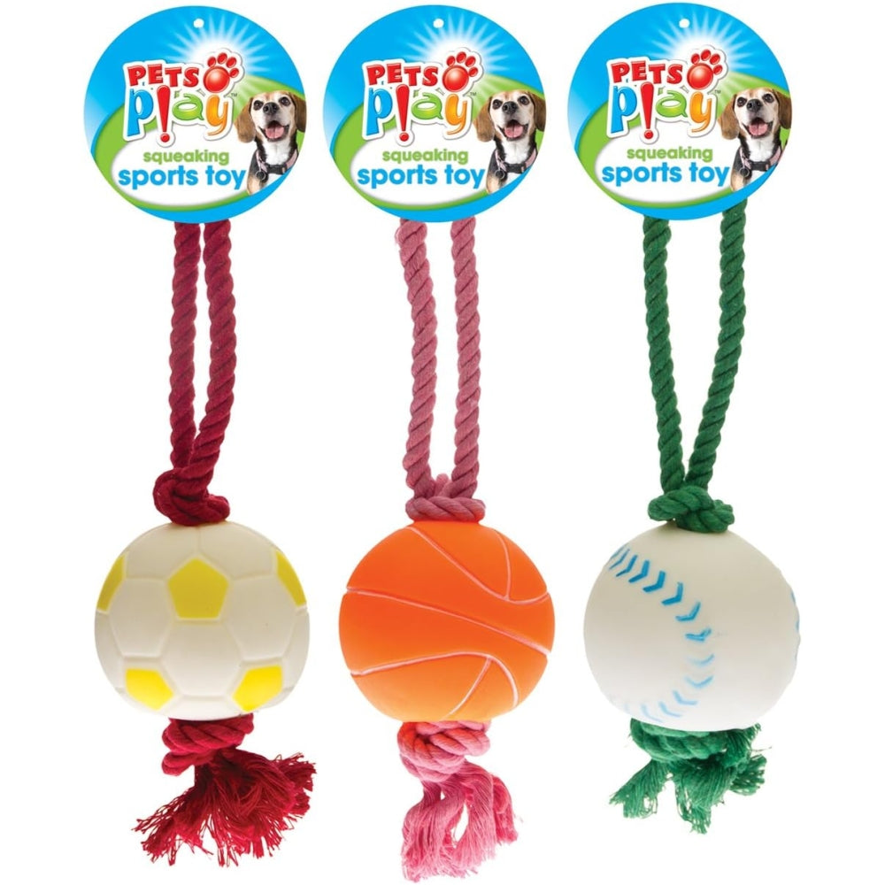 Pack of 12 Pets at Play Baseball Squeaking Sports Toy