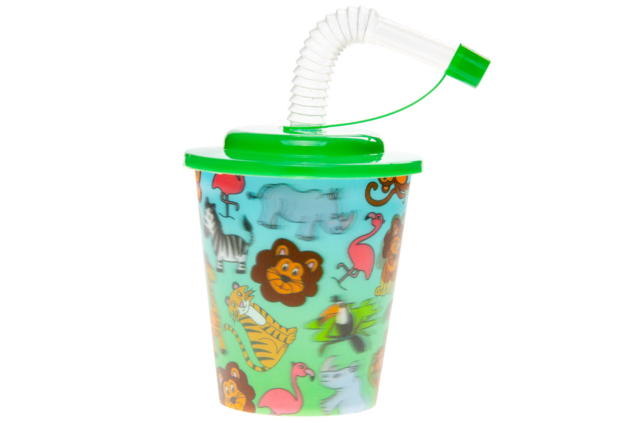 Pack of 10 Pre Filled Wild Animal Theme Kids Party Favour Bags – Gift Bags with Reusable Cup & Themed Toys
