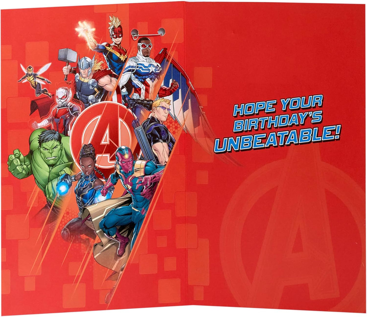 Marvel The Avengers Awesome Design 7th Kids Birthday Card with Badge for Him