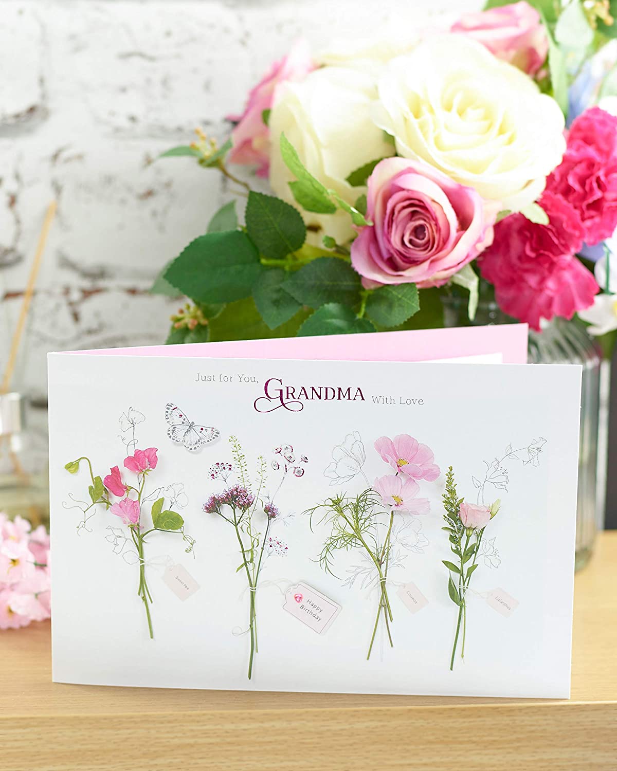 Beautiful Floral Design Grandma Birthday Card 