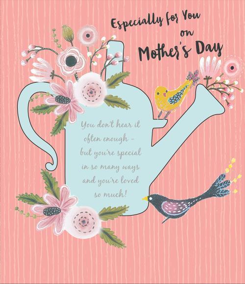 Traditional Watering Can Cut out With Flowers Mother's Day Luxury Card