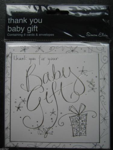 Pack of 6 New Baby Boy Birth Announcement Thank You For the Baby Gift Cards