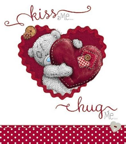 Me to You Kiss Me Hug Me Bear Hugging Heart Valentine's Day Card