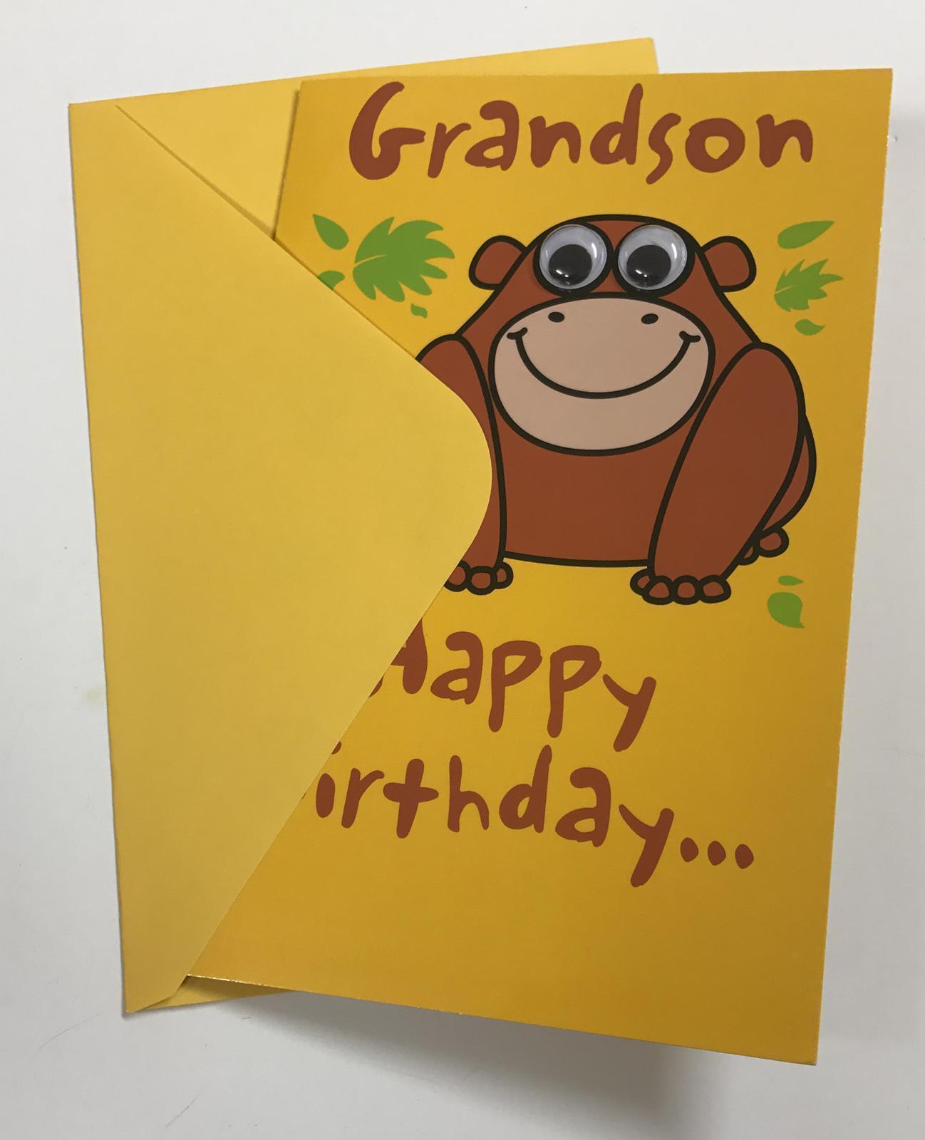Cheeky Monkey Grandson Birthday Card 
