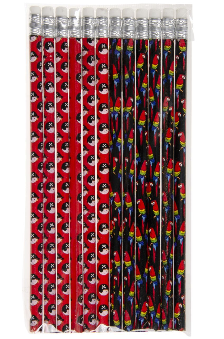 Pack of 12 Pirate Design Pencils with Eraser