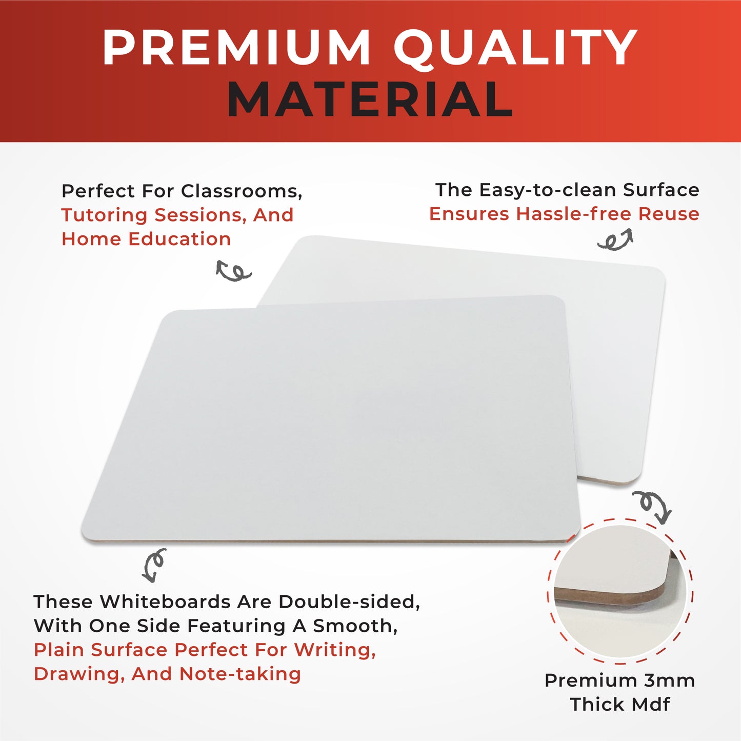 Pack of 30 Rigid MDF Plain A4 Whiteboards