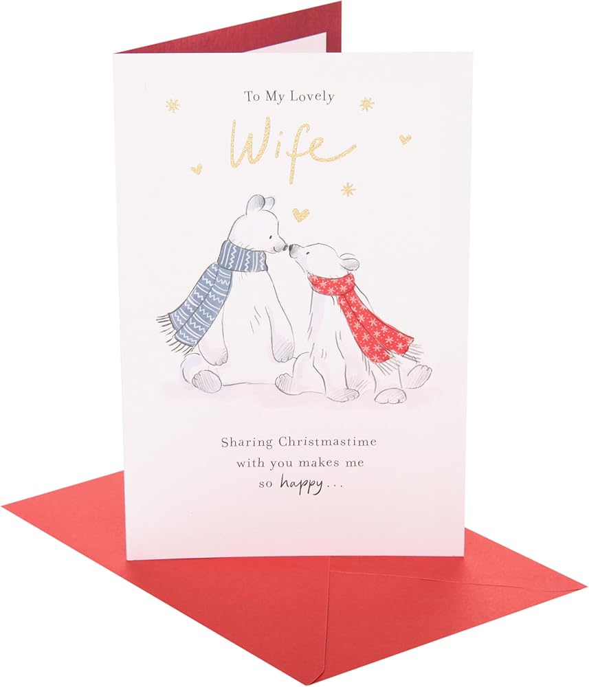 Polar Bears Kissing Wife Christmas Card