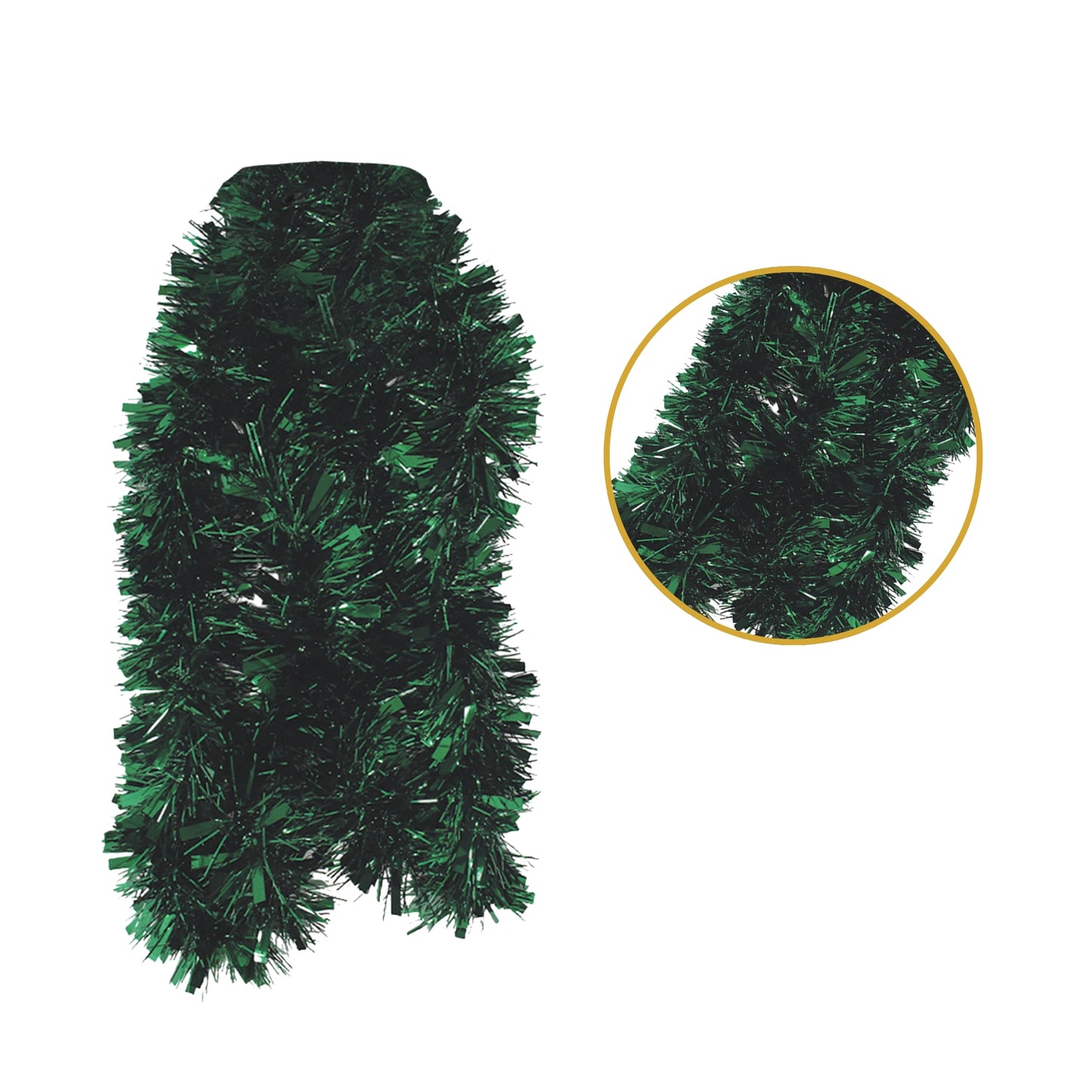 2m Christmas Chunky Dark Green Tinsel