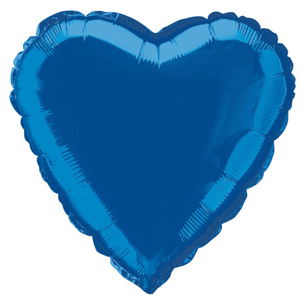 Pack of 12 Royal Blue Solid Heart Foil Balloons 18"