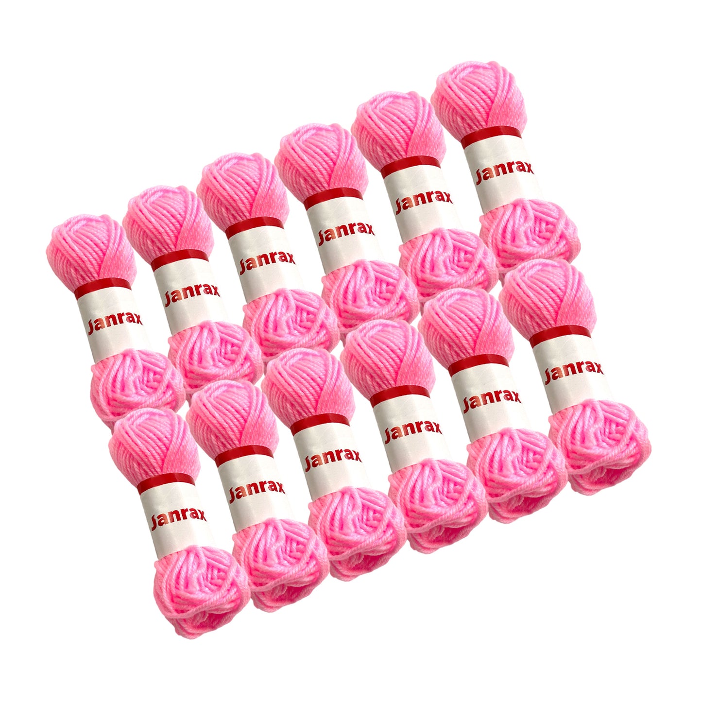 Pack of 20 Pink Acrylic Yarn Rolls – 10g each, 4 Strand 8 Ply Knitting Wool
