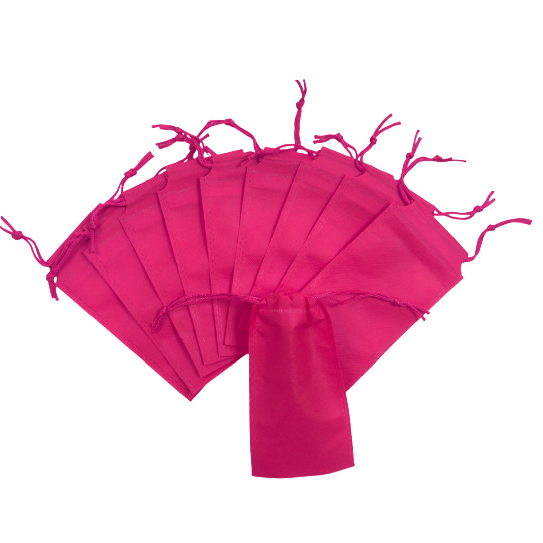 Pack of 50 Pink Coloured 48x39cm Non-Woven Drawstring Bags