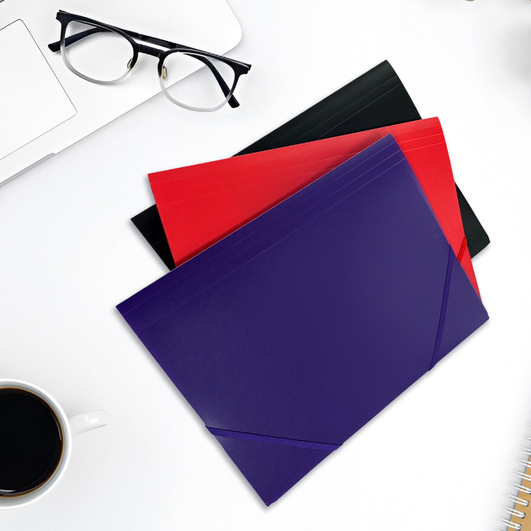 Pack of 120 A4 Red 3 Flap Folders with Elasticated Closure